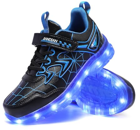 YUNICUS Chaussures LED USB pour garçons et filles - Pour anniversaire, Halloween, Noël, 813 bleu, 32 EU