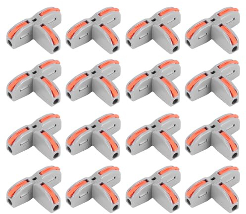 30-teiliger Kabelverbinder, kompakter Drahtverbinder, T-förmiger Hebelmutter-Drahtverbinder, 1 in 2 out elektrischer Anschlussblock, geeignet für den Anschluss von 0,08–4,0 mm² Glanzklemmen