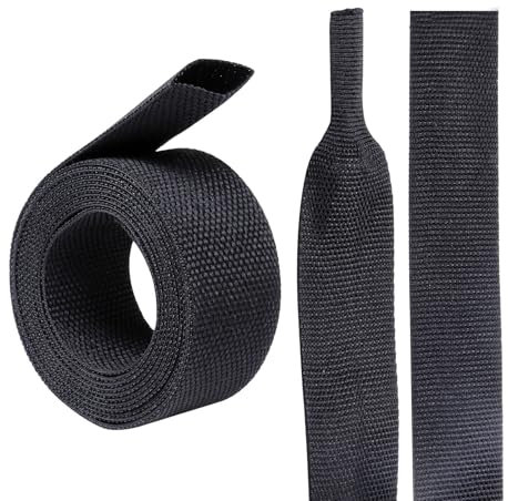 Fourub Manicotto intrecciato termorestringente 2 in 1, protezione isolante a filo piatto, manicotto protettivo intrecciato per automobili, resistenza all'abrasione (2,5 cm - 4,7 m)