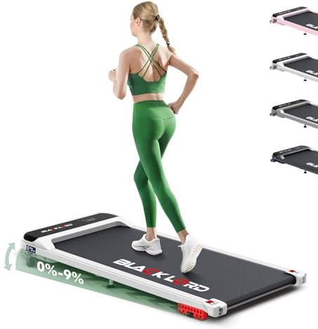 BLACK LORD MS2 Treadmill, Löpband för hem och kontor 3,2 HP, gymövningar, 4 % lutning, bärbar under skrivbordet, fjärrkontroll, konditionsträning, jogging, vit