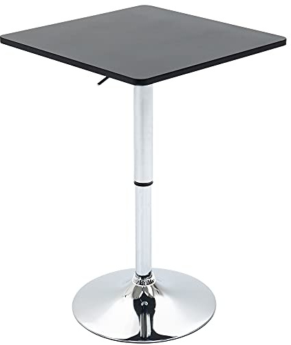 HOMCOM Bartisch Höhenverstellbar Stehtisch Schwarz 60 x 60 x 69-93 cm | Drehbar Tischplatte, Rutschfest, Küchentisch, für Wohnzimmer, Esszimmer