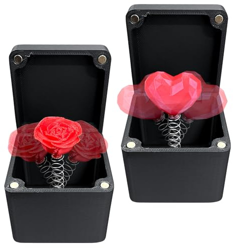 Valentinstags-Überraschungsbox,3D-bedruckte Rosen Herz Box Rosenform Geschenk Box Überraschen Gift Box Neuheit Geschenkbox Lustige Geschenkkarton Valentinstagsgeschenkbox Geburtstag Vorschlag Hochzeit