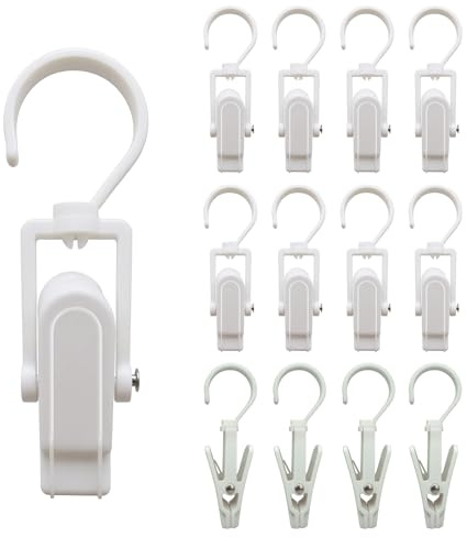 Joytey Lot de 16 grands crochets à linge antidérapants de 10,4 cm, pinces à linge portables, rotatives à 360 degrés, pinces à rideaux avec crochet pivotant pour draps, gants, serviettes, vêtements,