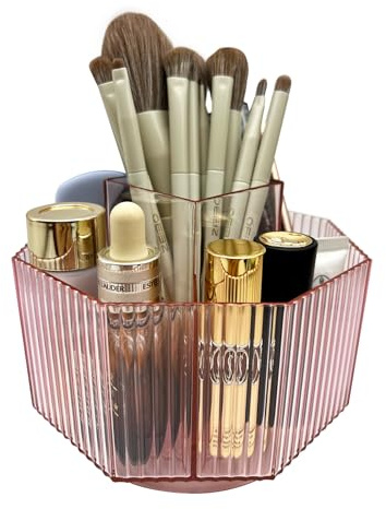 LiteTour Make-up-Pinsel-Organizer, 360° drehbar, mit mehreren Fächern, für Hautpflege, Kosmetik-Werkzeuge, Schminktisch, Schreibtisch, Schreibwaren, Stifte, Büro und Arbeitsplatte, für Badezimmer und