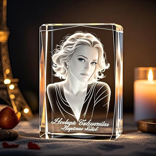 LOJWRY Image 3D en cristal, photo 3D personnalisée, cadeau parfait pour homme et femme Fête des Pères, fête des Mères, Noël, anniversaire, Saint-Valentin
