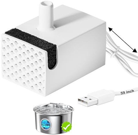 UMOCUOY Bomba para Fuente de Agua para Gato: Bomba para Fuente de Agua para Gatos de Acero Inoxidable S17 - Bomba para Fuente Ultra Silenciosa