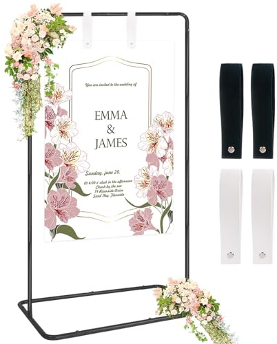 Nwvuop Wedding Welcome Sign Stand, Adjustable Wedding Sign Holder Easel Stand for Display(Black)