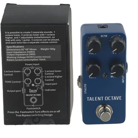 Pédale d'effets complète pour guitare Wah, Distortion, Overdrive, Delay, Reverb et Compressor (bleu drak)