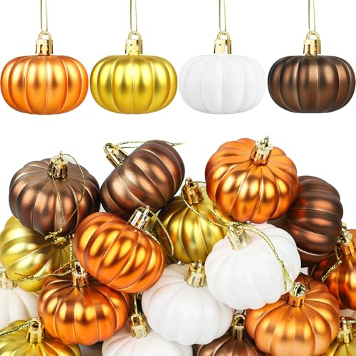 Ornamento Zucca Autunnale, 12 Pendente per Albero con Palline di Zucca, Mini Palline di Zucca Decorazioni per Autunno Raccolto Autunnale Ringraziamento Feste Halloween Decorazioni per La Casa (B)