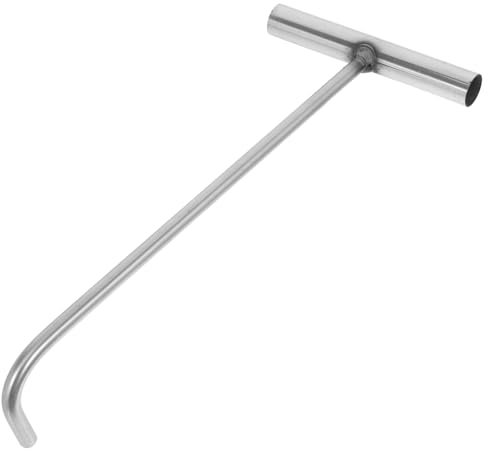 Zerodeko Heavy Duty Stainless Steel Manhole Cover Hook Ergonomic T Shaped Utility Hook for Effortless Lifting of Storm Drain Covers and Roll Up Doors and Reliable Tool for Outdoor Use