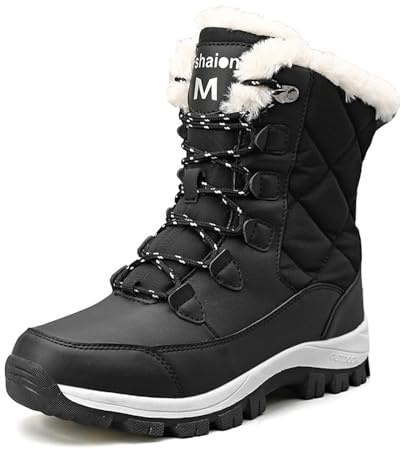 Sudychen Stivali da Neve Donna Inverno Scarpe Foderato Caldo | Impermeabili stivaletti con stringate, per attività all'aperto, escursioni e sulla neve, 36-41