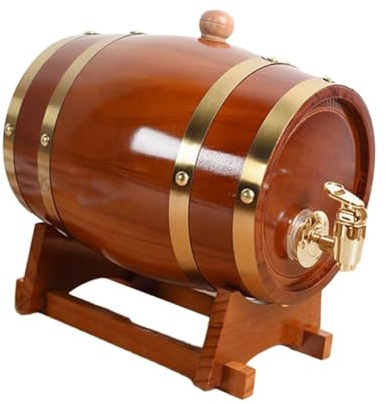 OUOULAJY Barile di vino retrò barile di vino barile di quercia per bevande birra decorazione domestica 3L