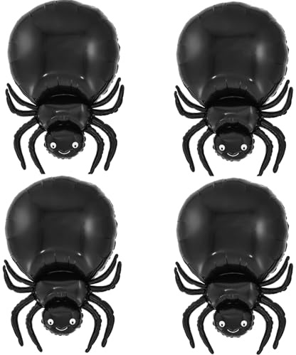 4 Stück Halloween Spinne Luftballons Große Folienballons, Schwarze Spinnen Luftballon für Halloween Party Dekoration
