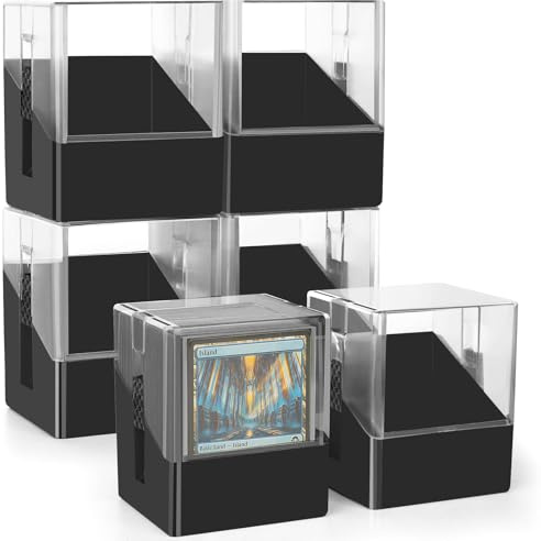 Minahao Lot de 6 boîtes de rangement pour 6 jeux de cartes MTG Commander Deck ou 600 cartes TCG. – Boîte de rangement de cartes à couvercle transparent pour plus de 100 cartes à simple manche (noir