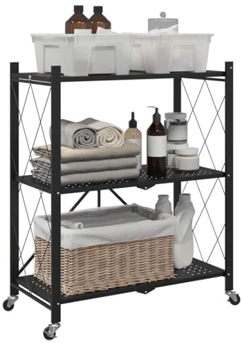 Générique Étagère de Rangement sur roulettes Noir 71x34x88 cm Acier,Quincaillerie, Outils, Diables & Chariots de manutention, (Poids 5.48KG)