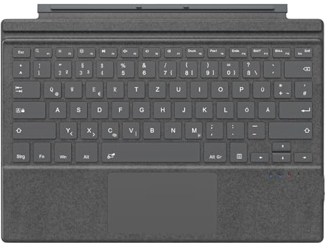 MoKo Touchpad Tastatur für Microsoft Surface Pro 7+/7/6/5/4/3, Grigio | QWERTZ Layout Kabellose Bluetooth Typ Cover Tastatur mit Integriertem Wiederaufladbaren Akku Bluetooth Keyboard