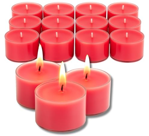 Candelo Duftteelichter Bratapfel 12er Set – aus Sojawachs – 8 Stunden Brenndauer – Weihnachtsduftkerzen im Teelicht – Winterduft mit transparenten Hüllen – vegane Kerzen Deko Weihnachten