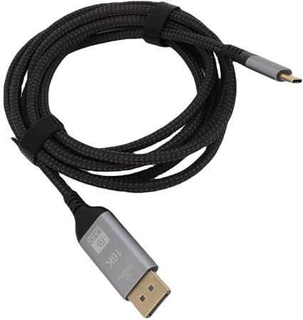 Jectse Câble USB C vers DisplayPort 2.1, Câble tressé Multi-affichage 16K 60Hz 8K 120Hz 4K 240Hz 40Gbps pour écran de Jeu sur Ordinateur