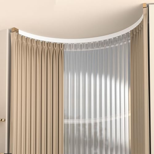 Flexible Decken-Vorhangschiene,gebogene Vorhangschiene Mit Stummen Rollen,biegbare Halterung Für Dusch Erker RV Raumteiler,für Decke Oder Wand(White top,5.2M/17FT)
