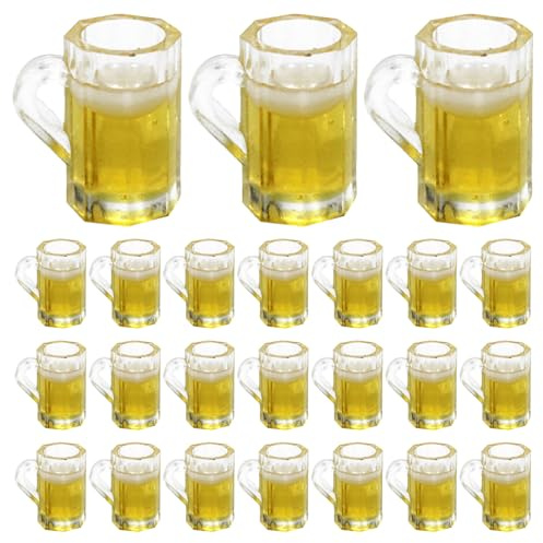JOINPAYA 12 Mini Verres à Bière Factices pour Maison de Poupée Accessoires Décoratifs pour Micro-Paysages et Dioramas Cuisine Miniature