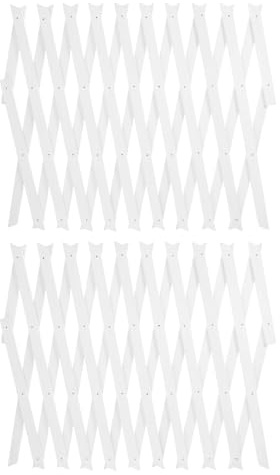 KONTONTY 2 Pièces Lot de 2 Panneaux de Treillis en Bois Massif Extensibles 44 CM Blanc, Treillis Mural Décoratif pour Plantes Grimpantes, Support Jardin Polyvalent Intérieur et Extérieur,