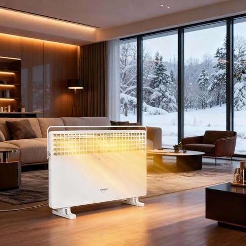 ROVSUN Flat Panel Heater Towel Bar with Knob Control, Freestanding Radiant Electric Space Heater with Temperature Adjustment, for Indoor Use Bedroom, Office, Home, 1500W, White