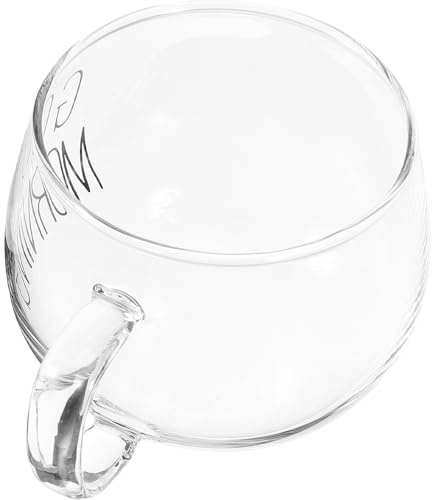 UKCOCO Tasse à Lait en Verre Résistant la Chaleur Anse, Gobelet Transparent pour Petit-déjeuner, Tasse à Café et Céréales, Verre Réutilisable pour Micro-ondes, 1 Pièce, Usage Quotidien