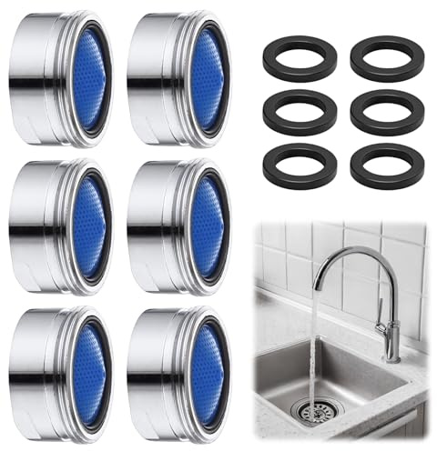 Foonary 6 Stück M22 Strahlregler für Wasserhähne, M22 Wasserhahn Sieb, Verchromter Messing Wasser-hähne, Wasserhähne Filter Wasserhahn Aufsatz für Badezimmer und Küche