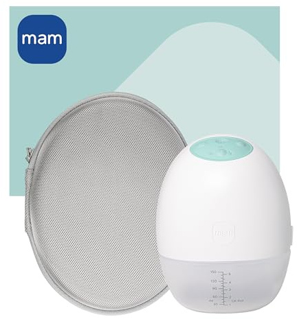 MAM Move Handsfree Milchpumpe mit Travel Case, elektrisch & kabellos | Schlankes Design, passt in jeden BH, ohne Schläuche, diskret & effizient, inkl. Travel Case