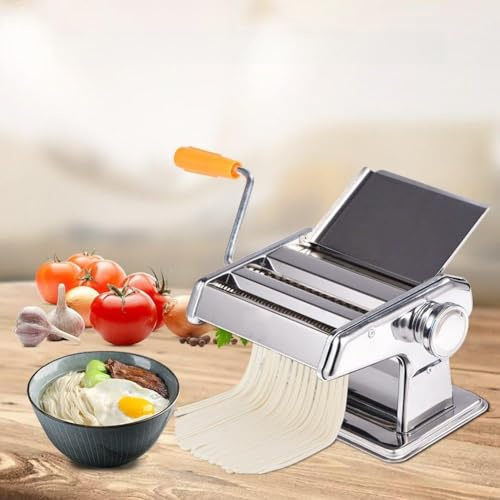 Naroote Máquina para Hacer Pasta de Acero Inoxidable Máquina para Hacer Fideos Duradera para Espaguetis y Fettuccine Caseros Ajustes de Ancho de 2 Mm a 5 Mm para Entusiastas de la Cocina