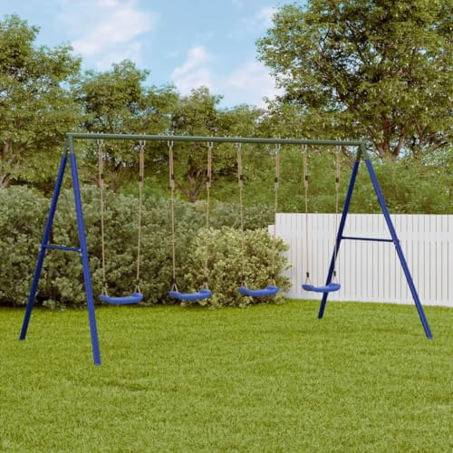 LoogCape Marco de balancín exterior con marco de acero resistente, 341 x 185 cm, adecuado para niños de 3 a 10 años, incluye clavijas de tierra, compatible con columpio