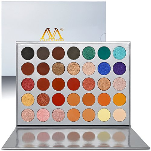Lidschatten Palette Matt Bunt,Valuemakers Eyeshadow Palette Creme Hochpigmentierte,Paletten Lidschatten Grün Rot Gold Rosa Nudetöne Gelber Blau,Vegan Schimmer Liedschattenpalette 35 Farben Set
