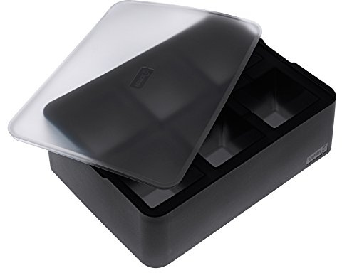 Lurch 240715 Ice Former Cubes/Eisbereiter aus 100% BPA-freiem Platin Silikon mit Deckel für 6 Eiswürfel (5 x 5 cm), schwarz