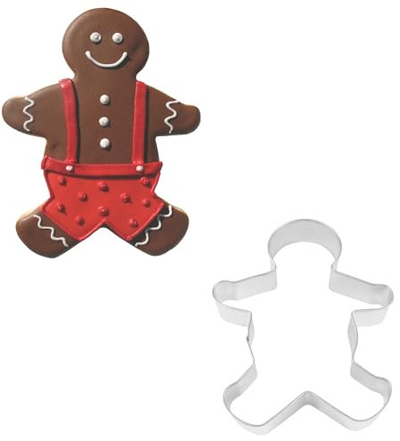 R&M Gingerbread Boy 8 Cookie Cutter - Large Christmas & Holiday Baking Tool for Cookies, Fondant & Crafts
