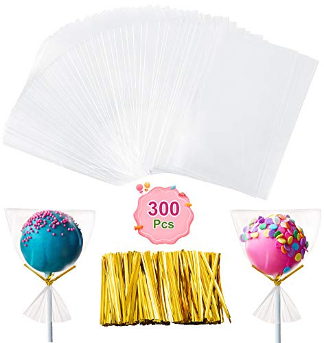 300pcs Cellophantüten Klein Zellophantüten Transparent mit 300 Twist 7x10cm | Durchsichtige Tüten in OPP Geschenktüten klar Klarsichtbeutel Plätzchentüten für cake pop, Süßigkeit, Mitgebsel, Gebäck, Keks