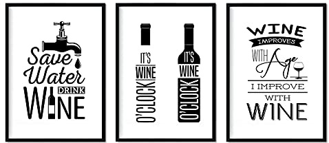 Nacnic Set de láminas de vino. Posters de vino y bodega. Vino blanco y negro 2. Tamaño A3.