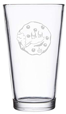 Pot Smoking Pals Chewy Soft Chocolate Chip Baked Cookie Desert Snack Treat - Laser Engraved Pint Glass for Beer, 16 oz Stein