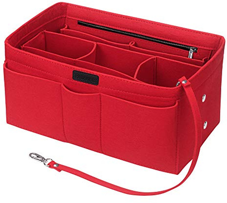 Betoores Taschen Organisator für Frauen Handtaschen, Filz Taschenorganizer Bag in Bag Handtaschenordner Organizer für Speedy 30,Rot - M | 10 Fächer Filz Organizer Handtasche Bag in Bag Handtaschenordner Organizer Innentasche für LV Speedy 30 abnehmbar Mittelfach