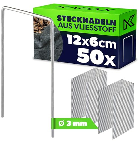 KADAX Erdanker aus Stahl, Bodenanker zur Befestigung von Unkrautvlies, Gartenvlies, Zaun, Netz, Unkrautfolie, Camping, U-förmige, stabile Erdnägel, Befestigungsanker (50, 6 x 12 cm)