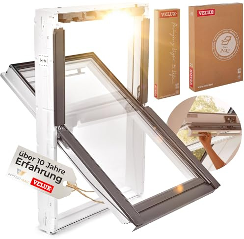 VELUX Kunststoff Dachfenster Energie Technology mit 3-fach Verglasung inkl. Eindeckrahmen und gratis Rollo (78 x 140 (MK08))