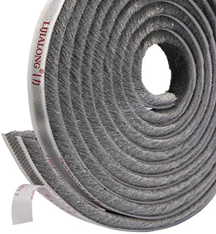 fowong Bürstendichtung Selbstklebend Tür Abdichten Dichtungsstreifen 6 m(L)x9mm(B)x5mm(D) Zugluftstopper hochdichter Filz-Zugluft-Exzenter für Schiebetüren Fenster und Garderobe Bürstendichtung Grau