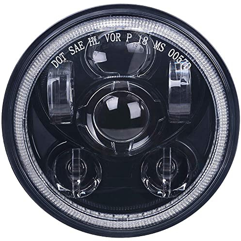 Lusgwufad 5-3/4 5.75 inch LED Motorcycle Headlight Compatible with Harley Davidson Sportster Dyna Low Rider Street Bob lron 883 1200 Softail Wide Glide Triple Headlamp