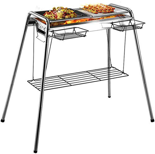 ZYCSKTL Barbecue Démontable,Gril À Charbon De Bois Portatif Extérieur en Acier Inoxydable, Outils De Cuisson Barbecue À Domicile, avec Panier Suspendu, Support De Rangement