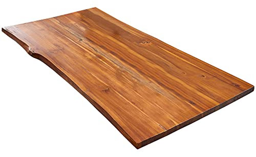SAM Tischplatte Esra 120x80 cm, cognacfarben, Akazie massiv, 26 mm, stilvolle Baumkanten-Platte, pflegeleichtes Unikat