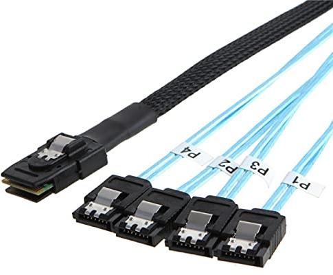 NFHK Internal Mini SAS SFF-8087Host to 4 SATA 7pin Target Hard Disk 6Gbps Data Server Raid Cable 100cm