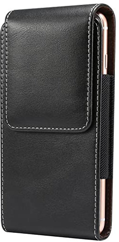 Baiyian Handytasche Gürtel Vertikal PU-Leder Handy Gürteltasche Geeignet für Samsung Galaxy A14 Xiaomi Redmi 12 OUKITEL C51 C53 Blackview Wave 6C - Schwarz