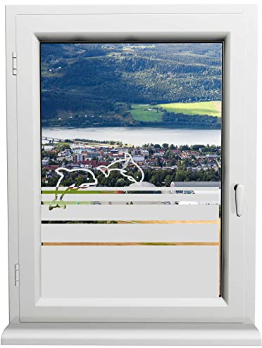 INDIGOS UG - Glasdekorfolie - Delfine - Sonnenschutz H50Line - Sichtschutzfolie - Fensterfolie - für die Küche, Bad ans Fenster, Sichtschutz - selbstklebend - matt