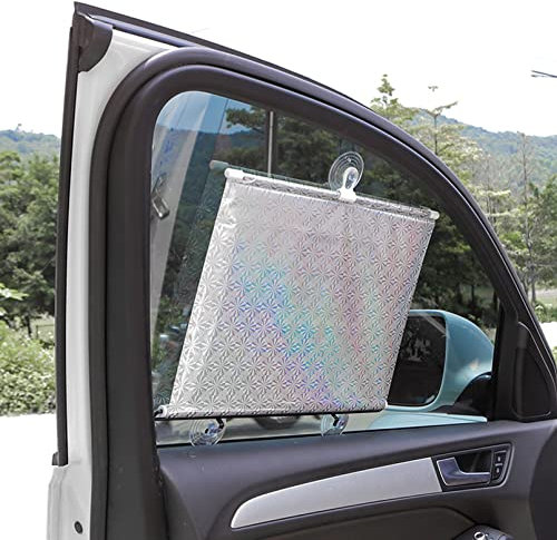 Verdunkelungsrollo mit Saugnäpfen,TemporäRe Jalousien Automatisch einziehbarer Silber Auto-Sonnenschutz Sonnenschutz Balkon Fenster Heimgebrauch Badezimmer,Abnehmbar Reisevorhang (58x125cm)