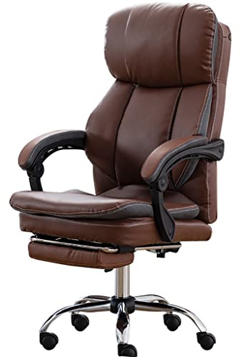 YHRJ Chefsessel mit Fußstütze Bürokomfort Computerstuhl Ergonomische hohe Rückenlehne Schreibtischstuhl Heimlifting-Chefsessel aus PU-Leder, Lager 150 kg (Color : B, S : 65 * 108-118cm)