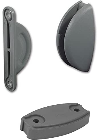Türhalter Türstopper Türfeststeller Halbmond Plopp + Distanzstück Wohnwagen Wohnmobil Caravan Boot 2 teilig grau